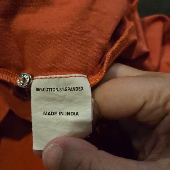 eShakti Women’s Dress Size 8 Red Cotton Blend V Neck Short Sleeve Pockets - Picture 7 of 8